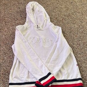 Tommy Hilfiger White Hoodie with Red and Navy Accents